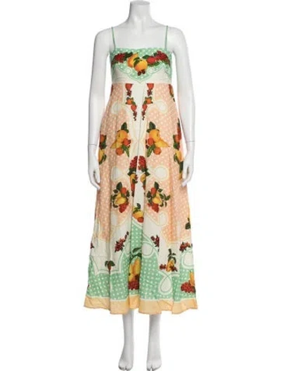 Pre-owned Caroline Constas Printed Long Dress In Multi