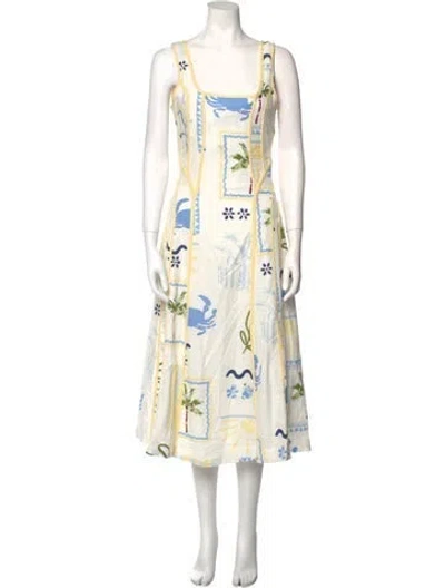 Pre-owned Caroline Constas Printed Long Dress In Neutral