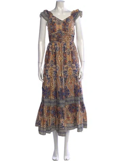 Pre-owned Caroline Constas Printed Long Dress In Neutrals