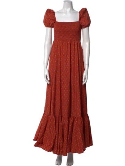 Pre-owned Caroline Constas Printed Long Dress In Orange