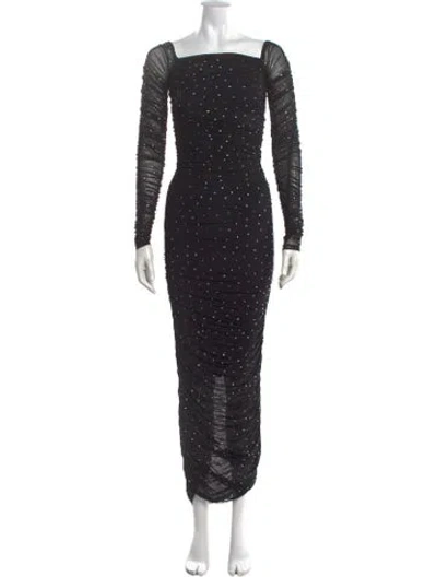 Pre-owned Caroline Constas Printed Long Dress W/ Tags In Black