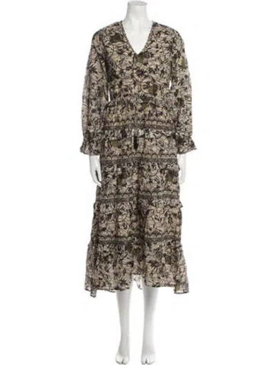 Pre-owned Caroline Constas Printed Long Dress W/ Tags In Green