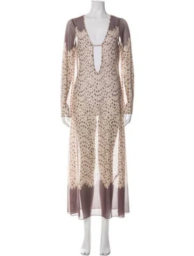 Pre-owned Caroline Constas Printed Long Dress W/ Tags In Green