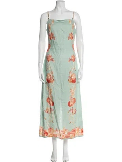 Pre-owned Caroline Constas Printed Long Dress W/ Tags In Green