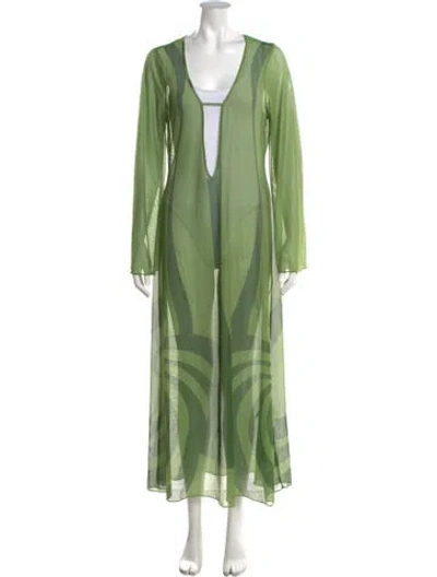 Pre-owned Caroline Constas Printed Long Dress W/ Tags In Green