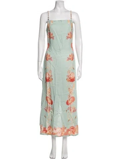 Pre-owned Caroline Constas Printed Long Dress W/ Tags In Green