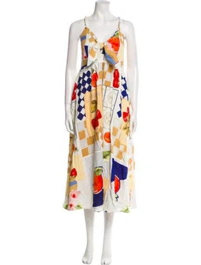 Pre-owned Caroline Constas Printed Long Dress W/ Tags In Multi