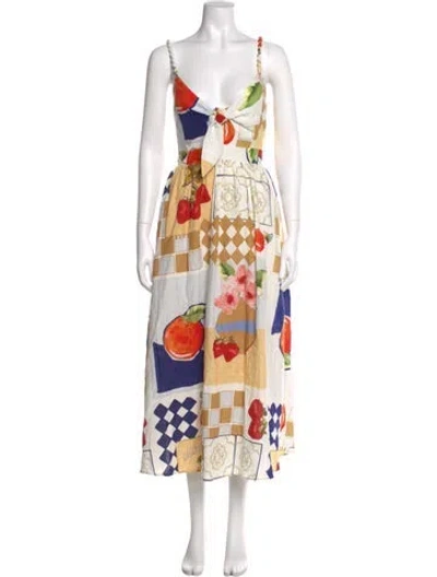 Pre-owned Caroline Constas Printed Long Dress W/ Tags In Multi