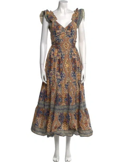 Pre-owned Caroline Constas Printed Long Dress W/ Tags In Neutral