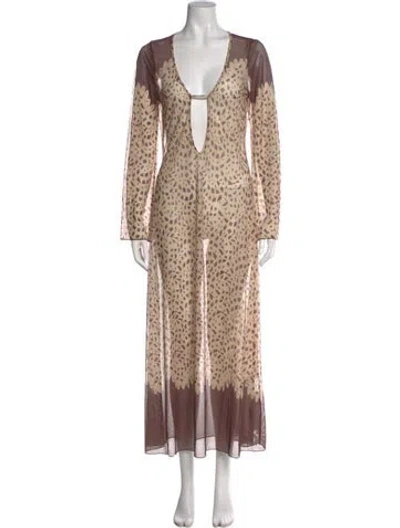 Pre-owned Caroline Constas Printed Long Dress W/ Tags In Neutral
