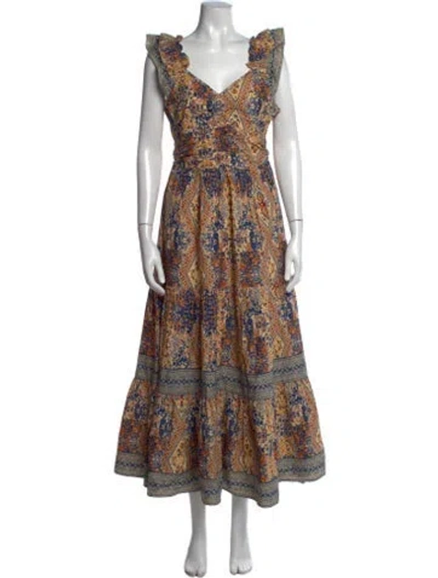 Pre-owned Caroline Constas Printed Long Dress W/ Tags In Neutral