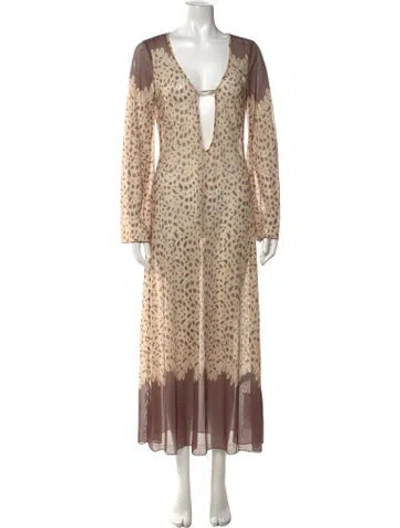 Pre-owned Caroline Constas Printed Long Dress W/ Tags In Neutrals
