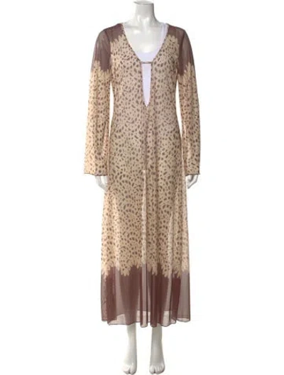 Pre-owned Caroline Constas Printed Long Dress W/ Tags In Neutrals