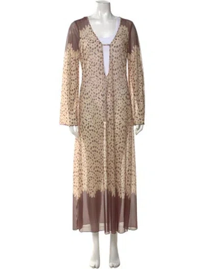 Pre-owned Caroline Constas Printed Long Dress W/ Tags In Neutrals