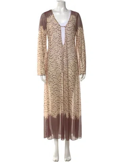 Pre-owned Caroline Constas Printed Long Dress W/ Tags In Neutrals