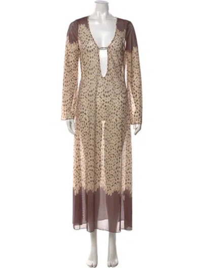 Pre-owned Caroline Constas Printed Long Dress W/ Tags In Neutrals
