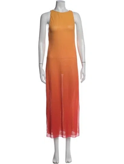 Pre-owned Caroline Constas Printed Long Dress W/ Tags In Orange