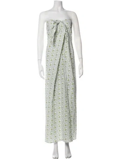 Pre-owned Caroline Constas Printed Long Dress In White