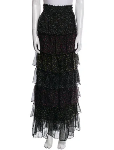 Pre-owned Caroline Constas Printed Long Skirt In Black