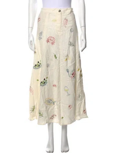 Pre-owned Caroline Constas Printed Long Skirt In Neutrals