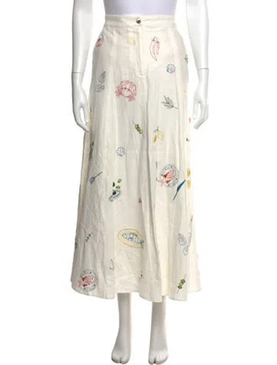 Pre-owned Caroline Constas Printed Long Skirt W/ Tags In Neutrals
