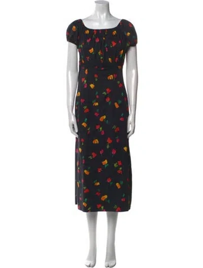 Pre-owned Caroline Constas Printed Midi Length Dress In Blue