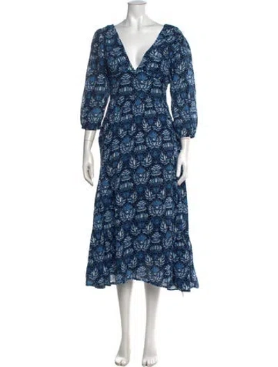 Pre-owned Caroline Constas Printed Midi Length Dress In Blue