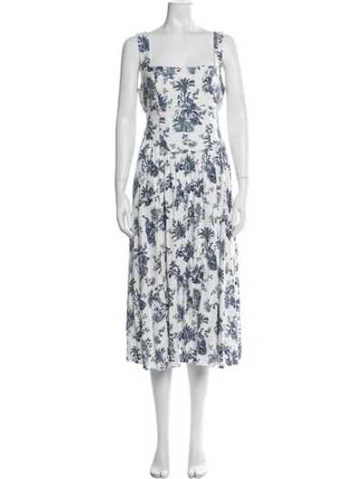 Pre-owned Caroline Constas Printed Midi Length Dress In Blue