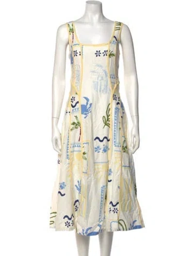 Pre-owned Caroline Constas Printed Midi Length Dress In Neutral