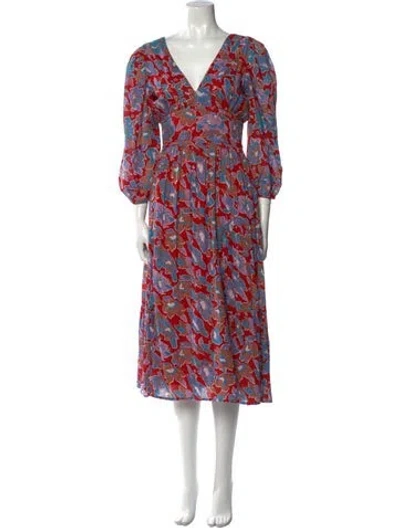 Pre-owned Caroline Constas Printed Midi Length Dress In Red