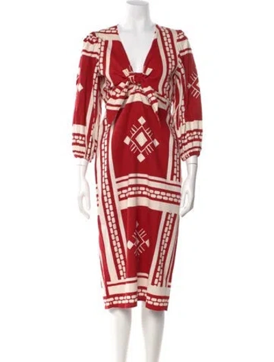 Pre-owned Caroline Constas Printed Midi Length Dress In Red