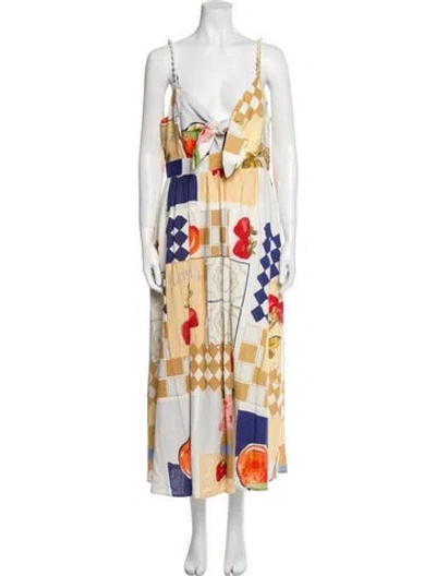 Pre-owned Caroline Constas Printed Midi Length Dress W/ Tags In Multi