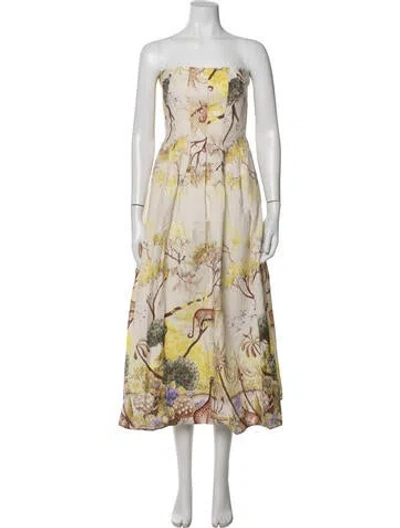 Pre-owned Caroline Constas Printed Midi Length Dress W/ Tags In Multicolor