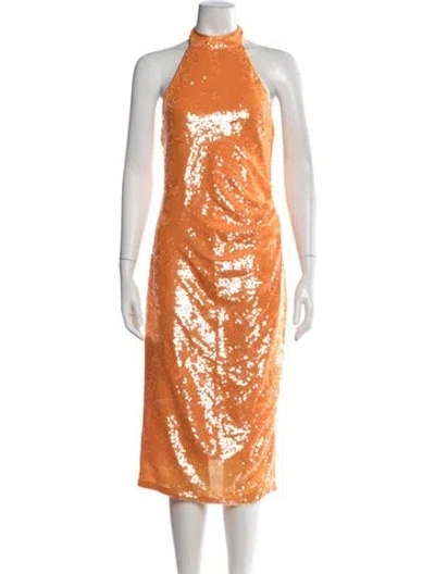 Pre-owned Caroline Constas Printed Midi Length Dress W/ Tags In Orange