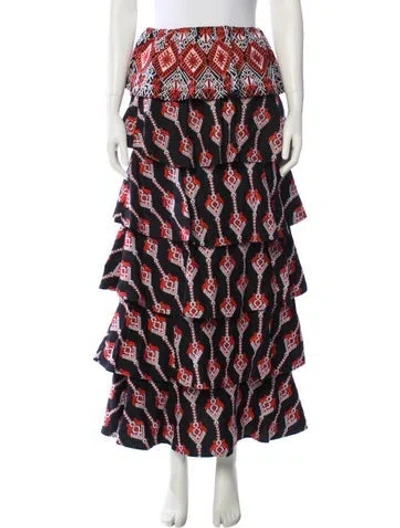 Pre-owned Caroline Constas Printed Midi Length Skirt In Black