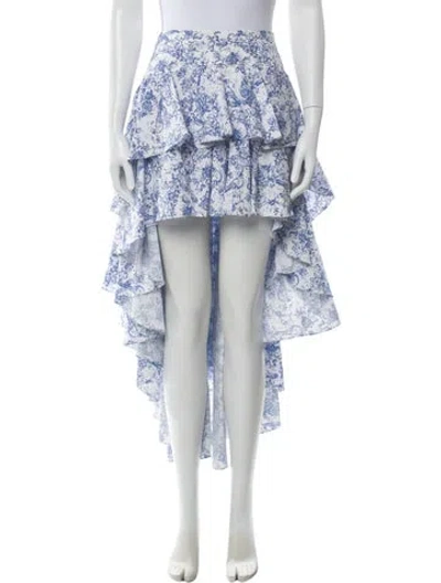 Pre-owned Caroline Constas Printed Midi Length Skirt In Blue