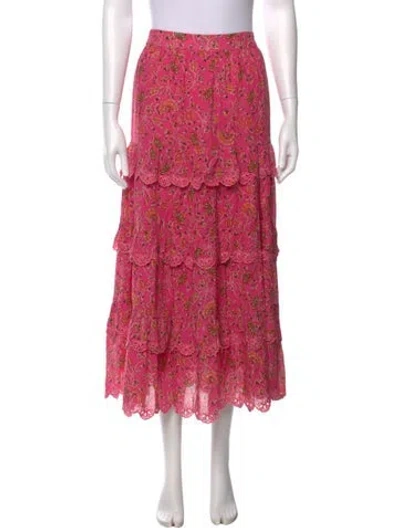 Pre-owned Caroline Constas Printed Midi Length Skirt In Pink