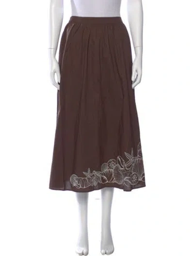 Pre-owned Caroline Constas Printed Midi Length Skirt W/ Tags In Brown