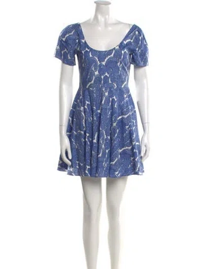 Pre-owned Caroline Constas Printed Mini Dress In Blue