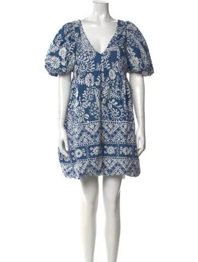 Pre-owned Caroline Constas Printed Mini Dress In Blue