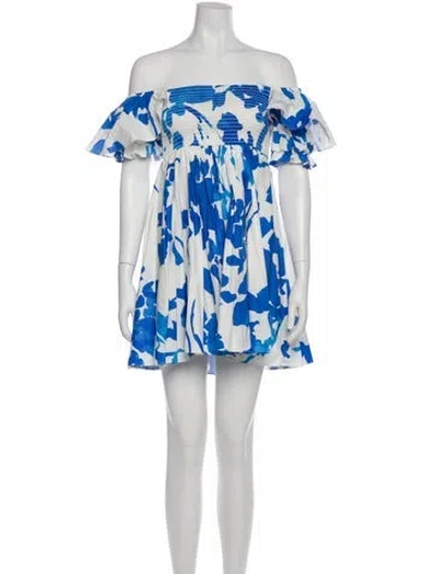 Pre-owned Caroline Constas Printed Mini Dress In White