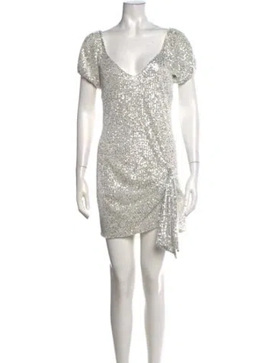Pre-owned Caroline Constas Printed Mini Dress In White