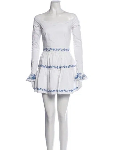Pre-owned Caroline Constas Printed Mini Dress In White