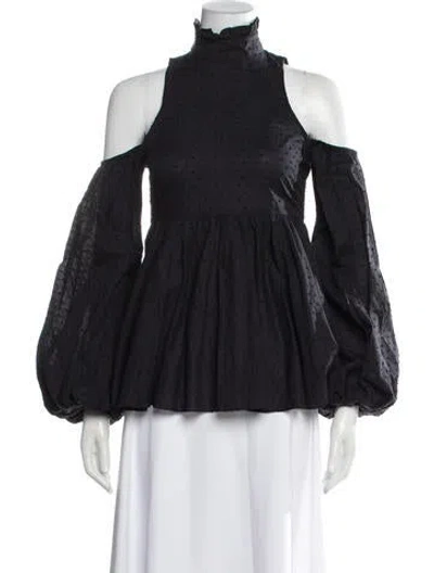 Pre-owned Caroline Constas Printed Off-the-shoulder Blouse In Black