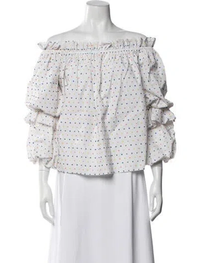 Pre-owned Caroline Constas Printed Off-the-shoulder Blouse In Multi
