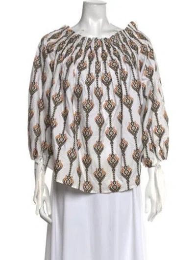 Pre-owned Caroline Constas Printed Off-the-shoulder Blouse In Multi