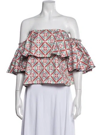 Pre-owned Caroline Constas Printed Off-the-shoulder Blouse In Multicolor