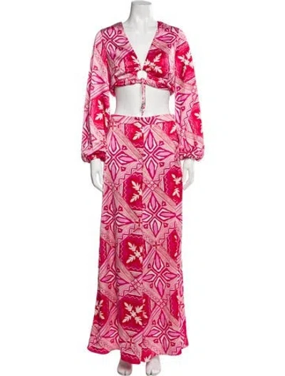 Pre-owned Caroline Constas Printed Set In Pink