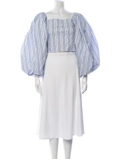 Pre-owned Caroline Constas Printed Square Neckline Blouse In Neutral