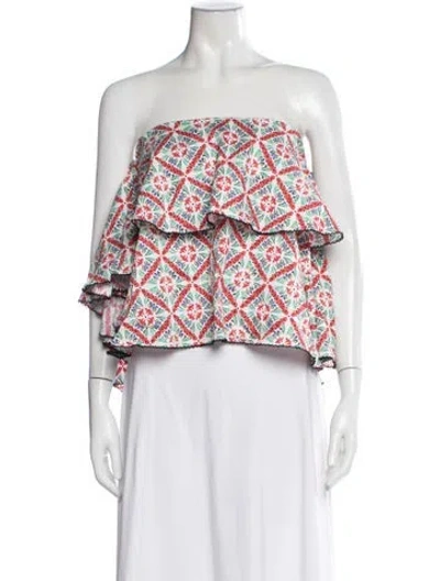 Pre-owned Caroline Constas Printed Strapless Top In Multi